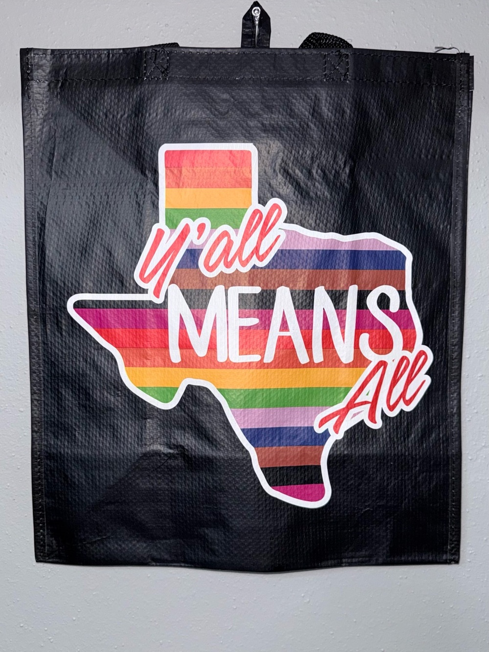 Y'all Means All black reusable bag Igbt pride